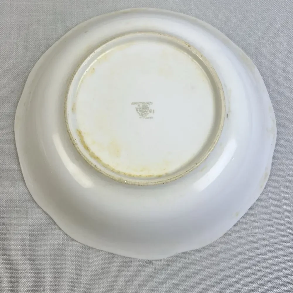 Bohemian Czechoslovakia Vegetable Serving Bowls 2 Roses Pink Gold Vintage